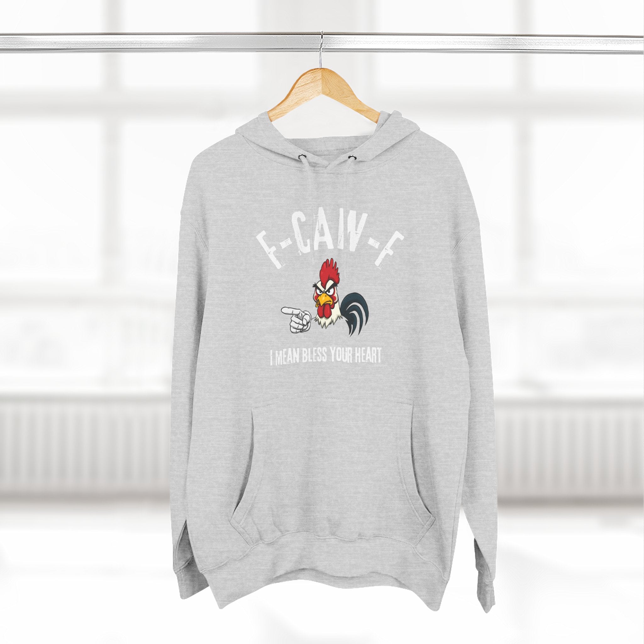 Fleece Hoodie - Rooster Bless Your Heart Design