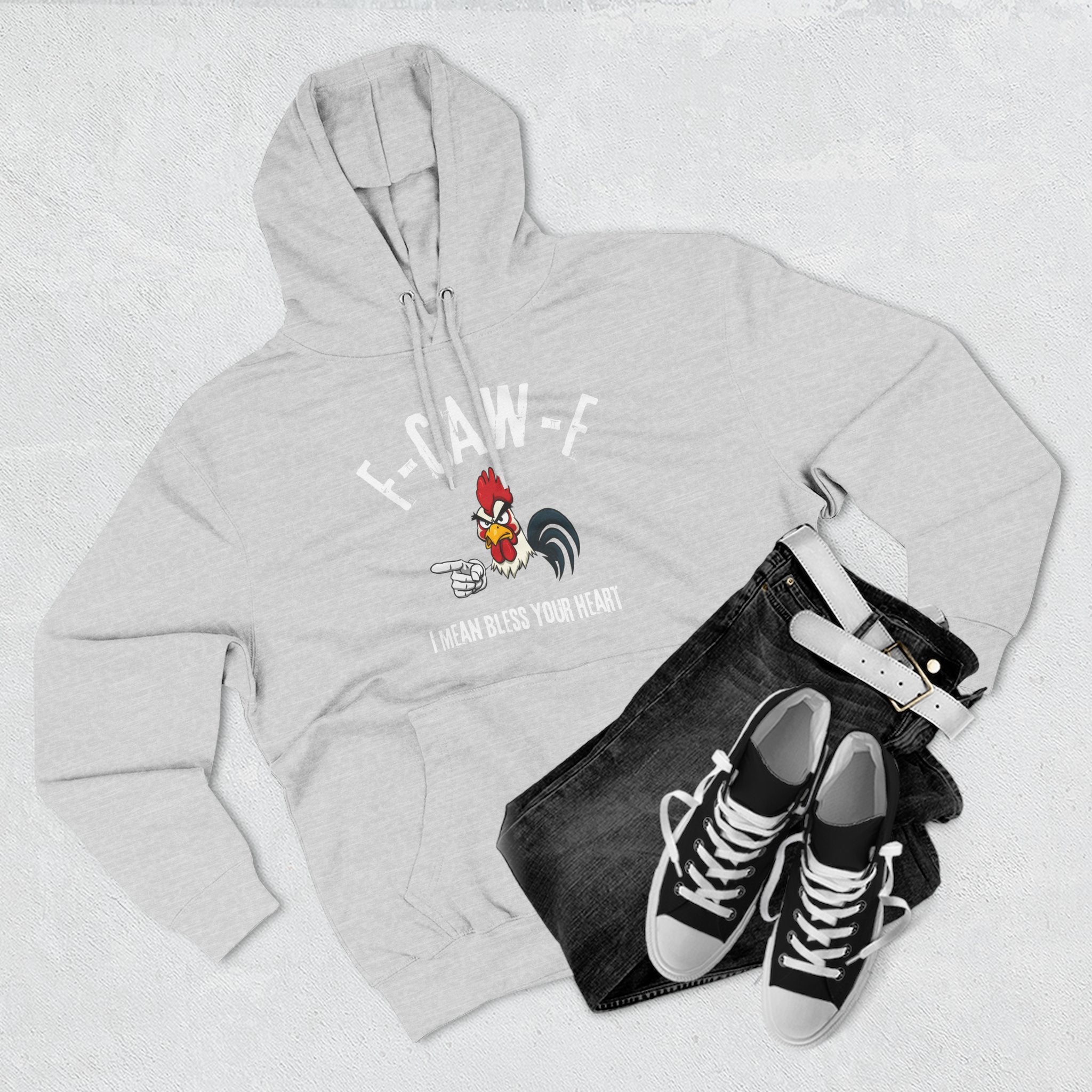 Fleece Hoodie - Rooster Bless Your Heart Design