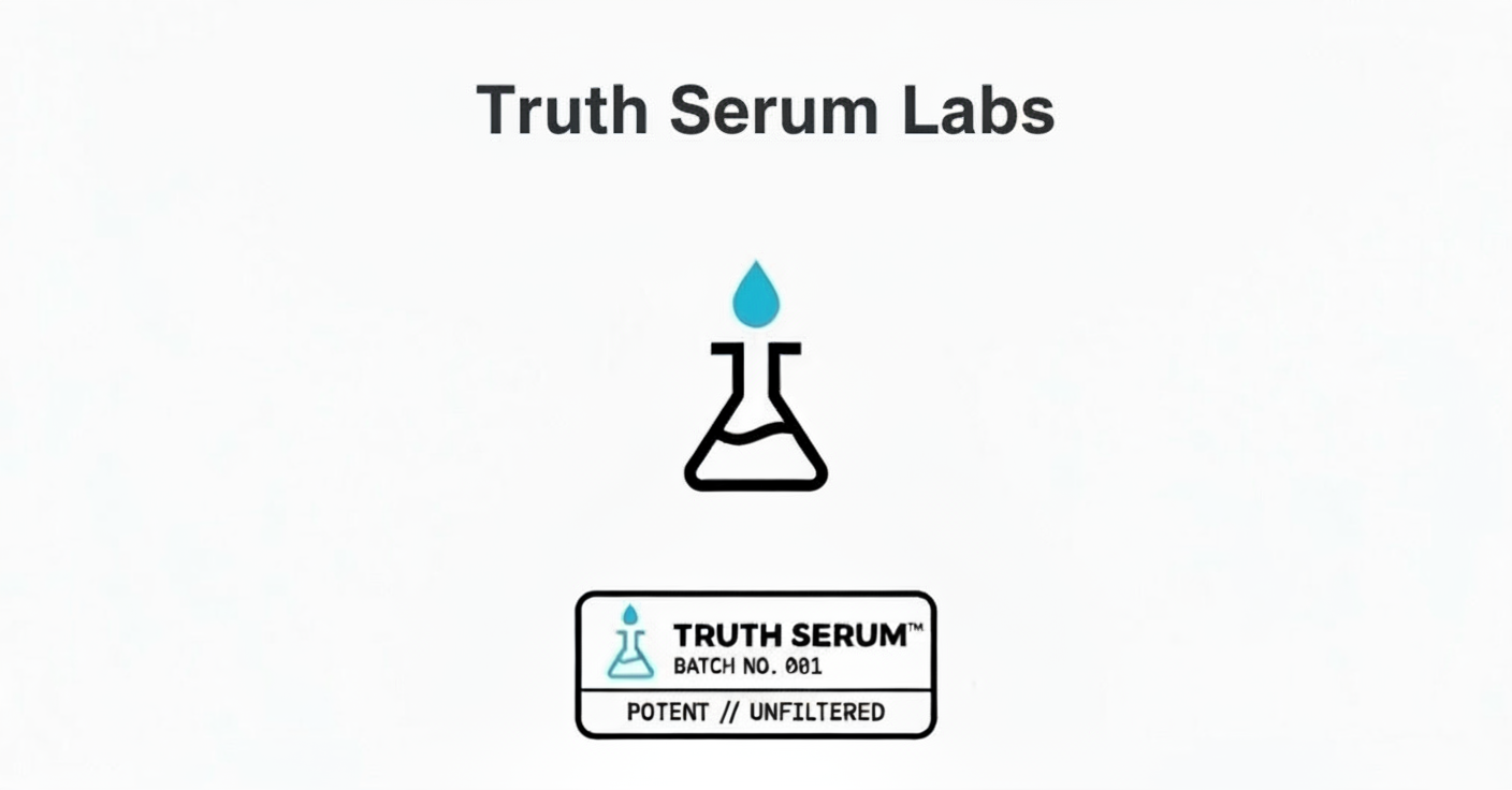 Truth Serum Labs logo with a beaker and droplet on a white background